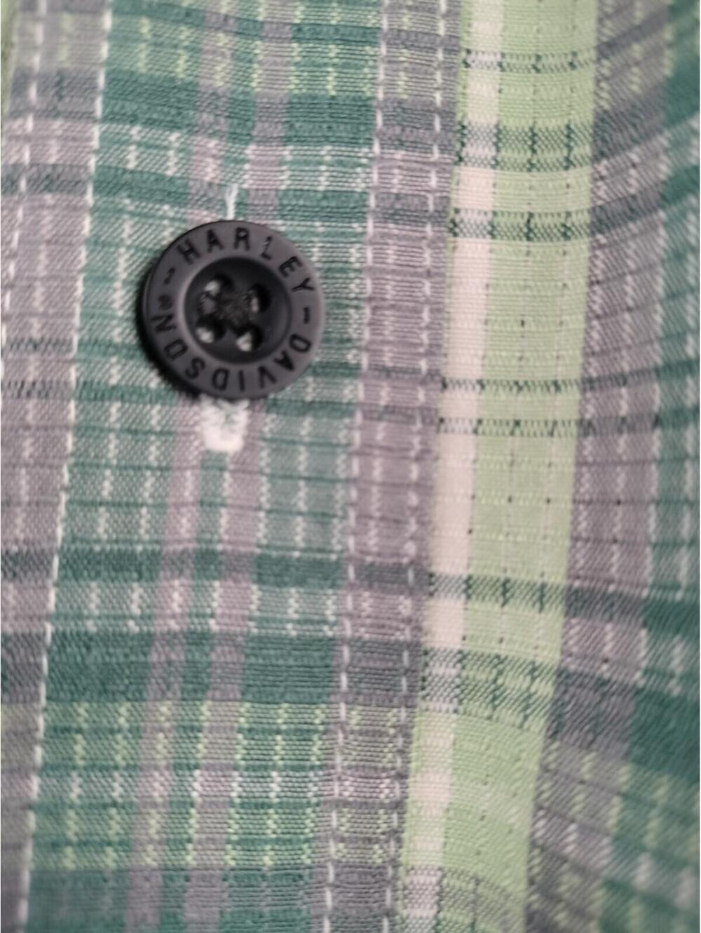Harley-Davidson Men's XL Plaid Button-Down Shirt - Green/Grey Ripstop - Picture 8 of 13